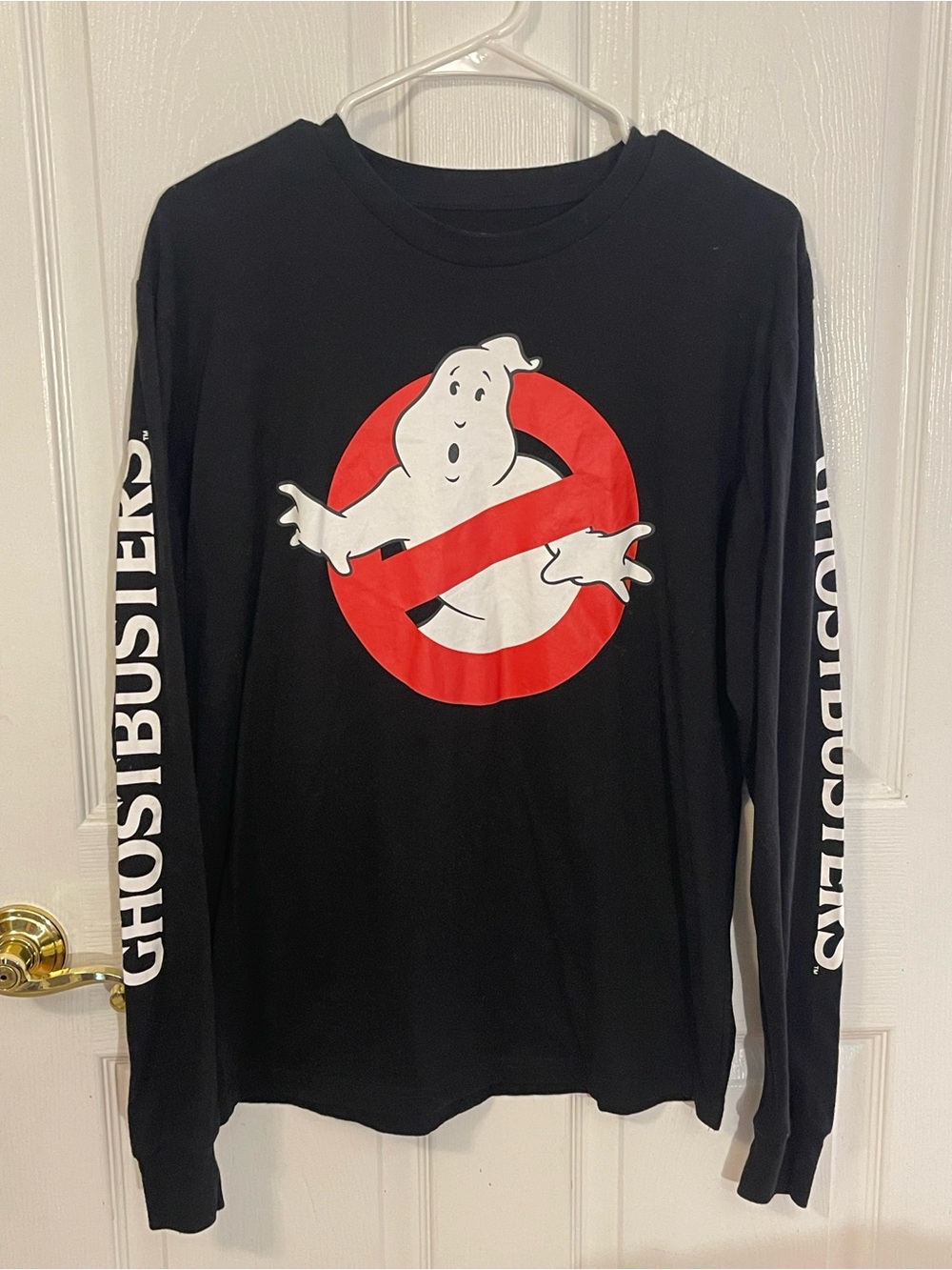 Ghostbusters Graphic Long Sleeve Tee - Black with Red & White Logo
